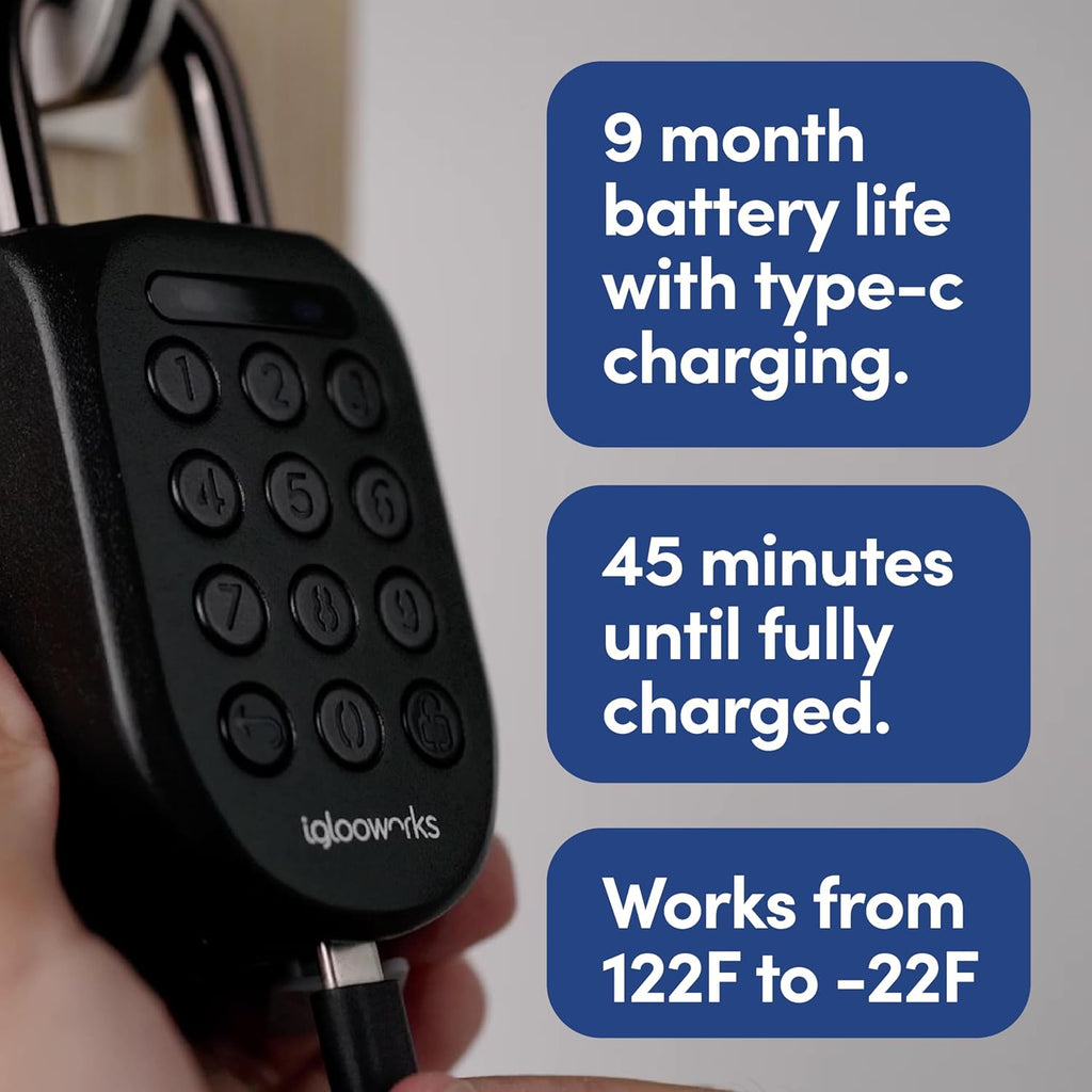igloohome New Rugged Outdoor Smart Padlock 2E (SP2E) – Manage Access Remotely with Mobile App (iOS/Android) & Dashboard – No WiFi Needed, CEN-3, IK-09 Certified, IP68 Waterproof & 2-yr Warranty