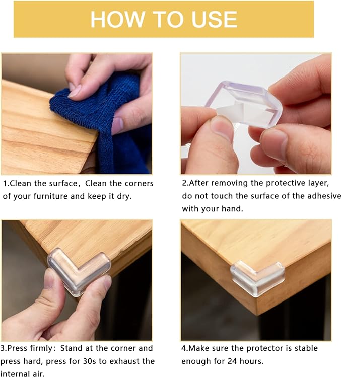 20 Pack Table Corners, Corner Guards, Clear Corner Protectors, Corner Protectors, Baby Proof Corner Guards Stop Child Head Injuries Tables, Furniture & Sharp Corners Baby Proofing (L-Shaped)-BubblyBeeBaby