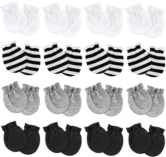 Newborn Baby Mittens No Scratch Cotton Elastic Wrist Gloves Infant Toddler Mittens for Baby Boy Girl 0-6 Months-BubblyBeeBaby