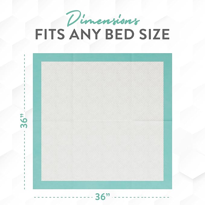 Inspire Extra Large Super Absorbent Disposable Bed Pads for Incontinence Ultra Thick and Absorbent Bed Pads Disposable Adult | Puppy Pads | Pee Pads for Adults (36" X 36" Pack of 50 W/ Adhesive)-BubblyBeeBaby
