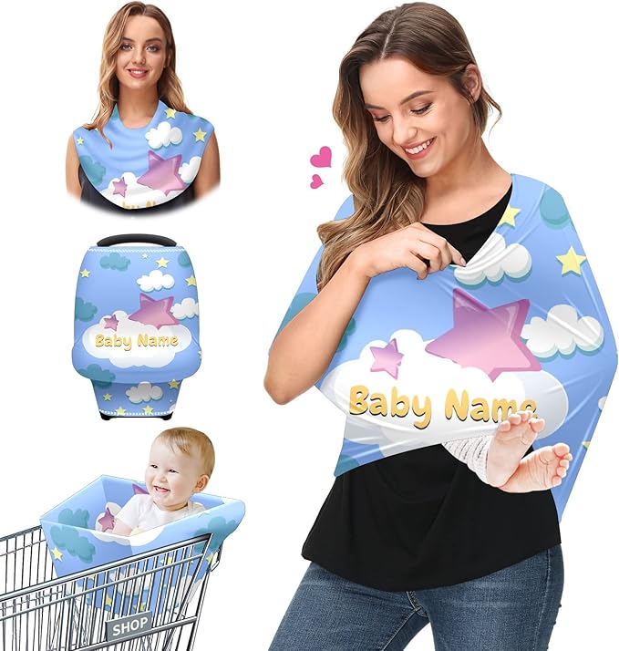 Baby Car Seat Stroller Cover Nursing Cover New Mom Breastfeeding Scarf Soft Stretchy Infant Carrier Cover Car Canopy Coverage-BubblyBeeBaby