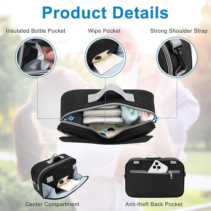 Accmor Stroller Organizer, Universal Stroller Organizer with Insulated Cup Holder Pocket, Dual Purpose Large Capacity Stroller Bag Caddy, Stroller Accessories Fits for Uppababy, Doona, Nuna Strollers-BubblyBeeBaby