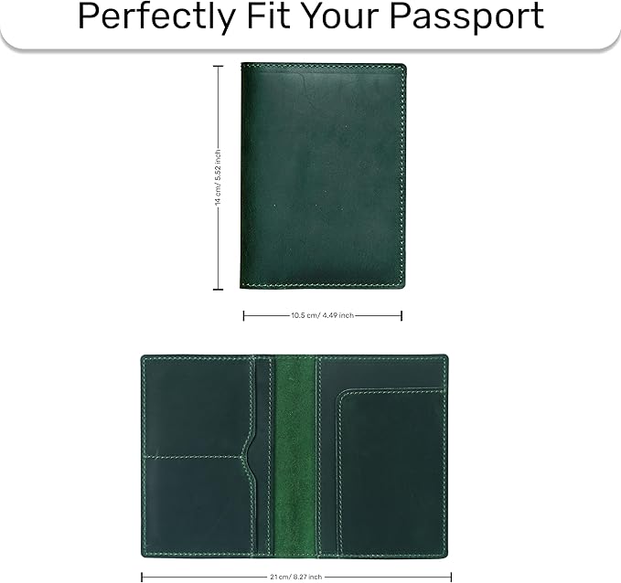 HIFA Leather Passport Holder, Handmade Passport Cover with Card and Ticket Slot - Genuine Leather, Elegant Design, Easy Access - Passport Case, Passport Wallet, Passport Holder-BubblyBeeBaby