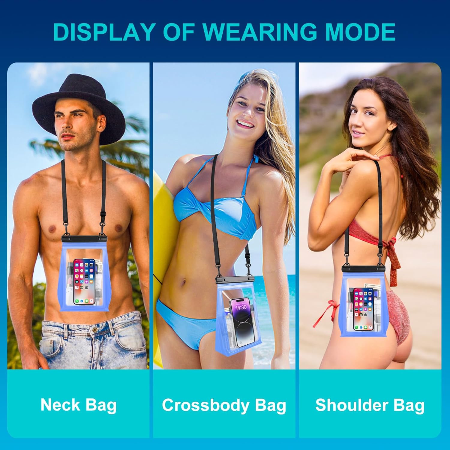 Large Waterproof Phone Pouch Floating, Waterproof Phone Case for iPhone 14 15 Pro Max 13 Plus 12 11 Samsung S23 Ultra S22 up to 8.5'', IPX8 Water Proof Phone Dry Bag for Swimming Kayaking Vacation