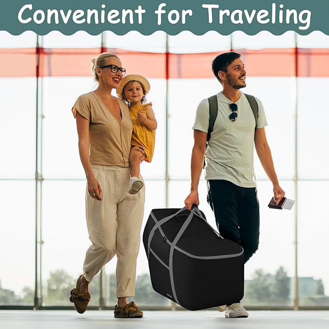 Infant Car Seat Travel Bag Fit Nuna Pipa All Model Car Seat and Base, Fit Doona Baby Stroller, Padded Car Seat Bags for Air Travel, Gate Check Bag with Side Pocket, 5 Protective Feet, Storage Bag-BubblyBeeBaby