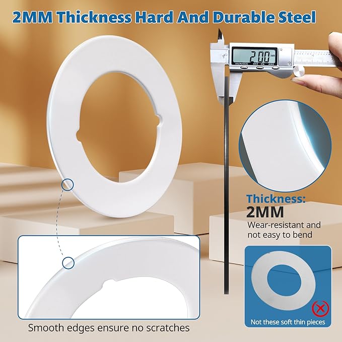 1 Pcs Upgraded Door Knob Plates with Double-Sided Tape –Thick Stainless Steel Scar Plates for Deadbolts & Knobs, Durable Door Lock Hole Covers for Fixing Loose Knobs and Damaged Areas(White)-BubblyBeeBaby