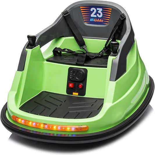 12V Kids Bumper Car, Electric Baby Bumper Car for Toddlers with Remote Control, 3 Speeds - Green-BubblyBeeBaby