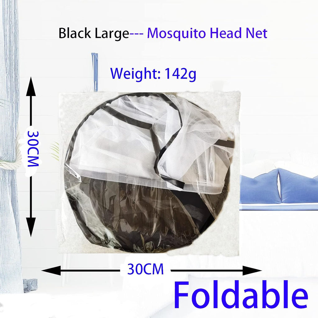 CMINGJ Portable Mosquito Head Net Foldable Pop-Up Travel Essentials Mosquito Net for Bed Free Installation-Large Size Suitable for Bedroom, Camping, nap (Black Large)