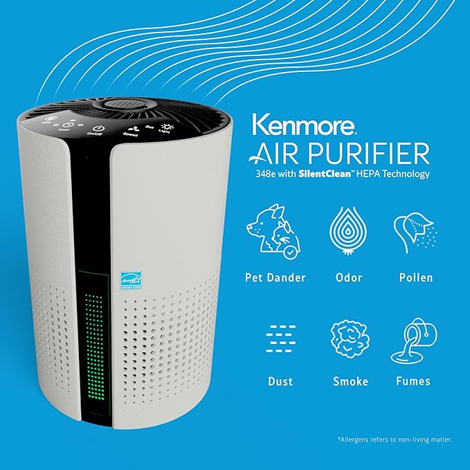 Kenmore PM1010 Air Purifiers for Bedroom Up to 348 Sq.Foot with H13 True HEPA Filter, Child Lock, Sleep Mode for Small Rooms-BubblyBeeBaby
