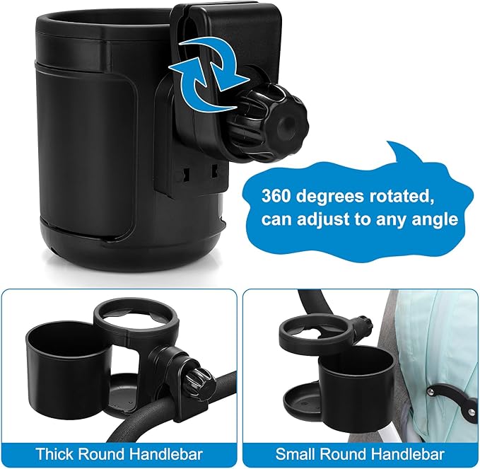 Accmor Universal Cup Holder, Stroller Cup Holder, 360° Rotatable Large Caliber Designed Bottle Holder for Stroller, Bike, Wheelchair, Walker, Scooter-BubblyBeeBaby