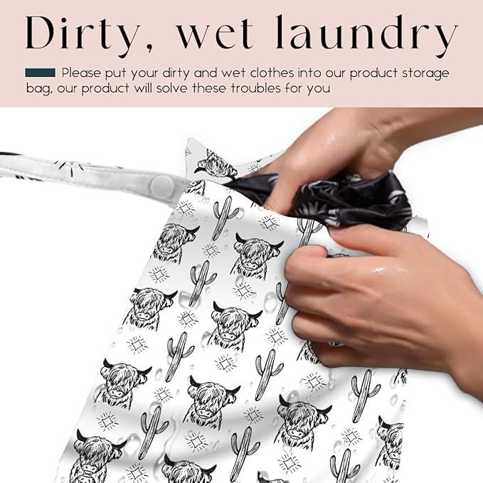 Waterproof Wet Bag for Swimsuit, Travel Beach Wet Dry Bag, Hidden Zipper Reusable Western Cowgirl Wet Bags, for Travel Beach Wet Swimsuits Toiletries Diapers Laundry Bag-BubblyBeeBaby