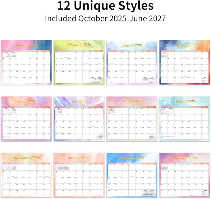 2025-2027 Magnetic Fridge Calendar 21 Monthly Magnetic Calendar for Refrigerator Planner Runs from October 2025 Until June 2027 Easy Organizing Markers Tearable (Colorful)-BubblyBeeBaby