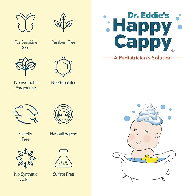 Happy Cappy Baby Shampoo and Body Wash - Eczema Body Wash for Kids, Toddler, Adults, Helps with Dryness, Reduces Itching and Redness, Dermatologist Tested, Fragrance Free - 8 Fl Oz (Pack of 4)-BubblyBeeBaby