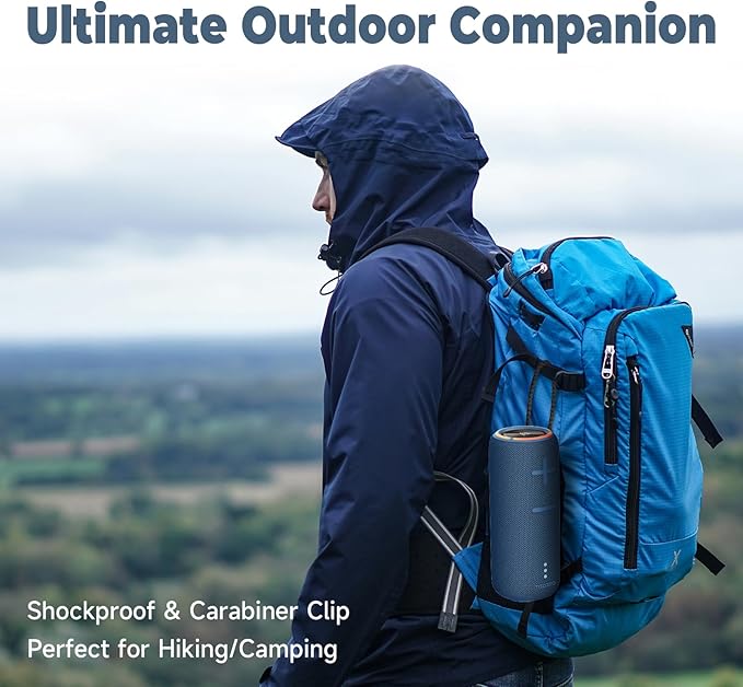 IPX7 Waterproof Bluetooth Speaker - 30W HD Sound, 8H Playtime, TWS Pairing, BT5.3, Portable for Pool/Beach/Shower, Blue Gift-BubblyBeeBaby