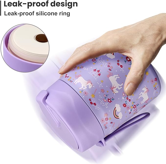 17oz Soup Thermo for Hot Food Kids,Insulated Food Jar with Spoon,Thermo Hot Food Lunch Container,Wide Mouth Leakproof Stainless Steel Lunch Box for School-Horse-BubblyBeeBaby