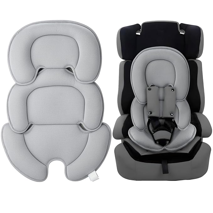 PandaEar Baby Car Insert Cushion Pad, Infant Head & Body Support Pillow for Car Seats, Strollers,Carriers, Machine Washable & Portable -Grey-BubblyBeeBaby