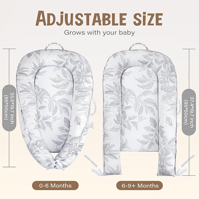 HKAI Baby Lounger – Soft Cotton Infant Floor Seat for Newborn to 24 Months, Portable Baby Essentials for Boys & Girls, Travel-Friendly Baby Lounge Pillow-BubblyBeeBaby