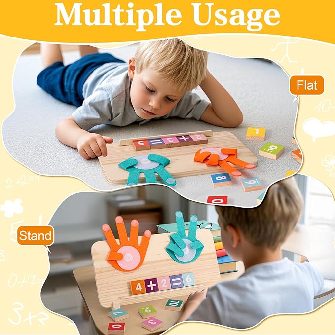 2 in 1 Math Toy for Toddlers 3 4 5 6 7,Addition and Subtraction Math Games for Kids 5-7,Math Manipulatives Kindergarten Preschool Classroom Must Haves Educational Number Blocks Learning Toys-BubblyBeeBaby