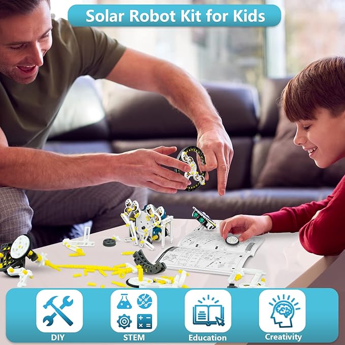 13-in-1 Solar Robot Toys for Ages 8 9 10 11 12 Year Old Boys Girls, STEM Science Kits for Kids Age 8-12, Building Experiments Robotics Kit STEM Projects for Kid Christmas Birthday Gifts (White)-BubblyBeeBaby