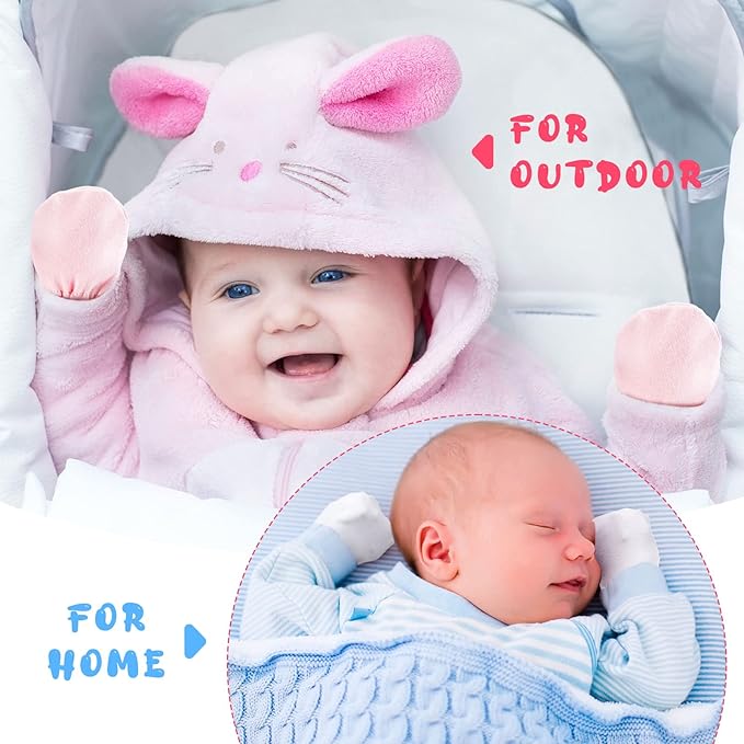 Adjustable Baby Mittens No Scratch Newborn Cotton Breathable Gloves Warm Baby Mitts for Boys Kids-BubblyBeeBaby