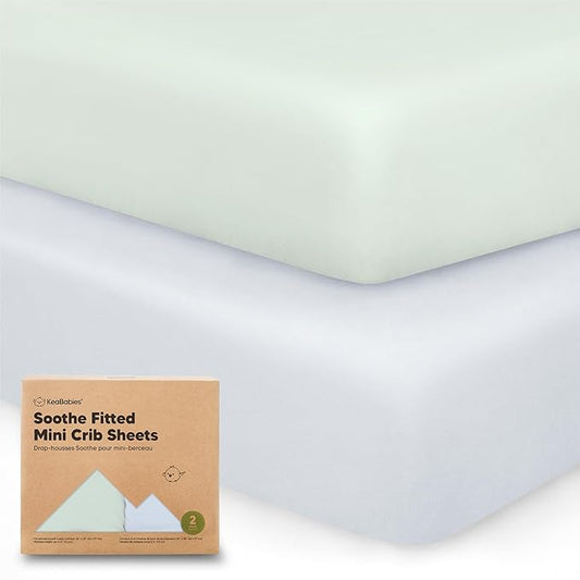 KeaBabies 2-Pack Organic Crib Sheets for Boys, Girls - 52x28 Fitted Crib Mattress Sheet Neutral, Breathable Jersey Cotton Cover for Baby Bed, Toddler Mattress, Soft & Cute Prints (Cove)-BubblyBeeBaby