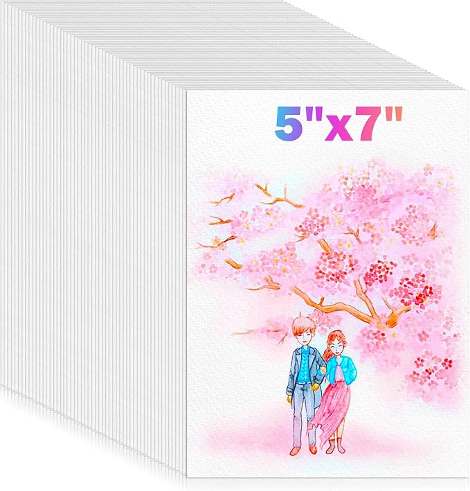 180 Sheets Watercolor Paper, Valentine Gift Cards, 5"x7" White Water Color Paper Bulk, 140lb/300gsm Artist Drawing Coloring Supplies for Adults, Watercolors, Paint Set, Canvas Painting, DIY Projects-BubblyBeeBaby