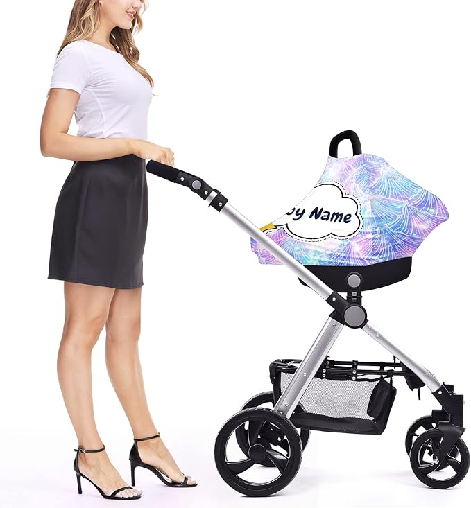 Baby Car Seat Stroller Cover Nursing Cover New Mom Breastfeeding Scarf Soft Stretchy Infant Carrier Cover Car Canopy Coverage-BubblyBeeBaby