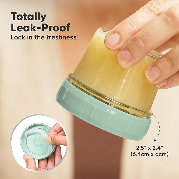 KeaBabies 6pk 4oz Glass Baby Food Containers with Lids - Leak-Proof, Microwavable Small Glass Jars, Baby Purees & Toddler Snack Storage Containers, BPA-Free, Dishwasher & Freezer Safe (Musk Dusk)-BubblyBeeBaby