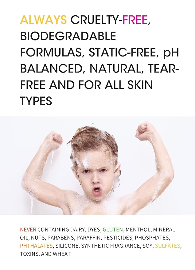 Clean Kids Naturally Tropical Shampoo- EWG Verified, All-Natural, Coconut-free, Gluten-free, Vegan, and Cruelty-free, Paraben-Free (2 Bottles, Orange Burst)-BubblyBeeBaby