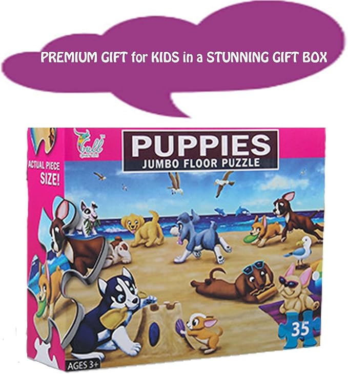 Jumbo Floor Puzzle for Kids, Large Jigsaw Puzzles 35 Piece for Kids Ages 3-5,Preschool Learning & Education Toys, Gifts for 4-8 Year Old Boys and Girls (Dog Animals)-BubblyBeeBaby