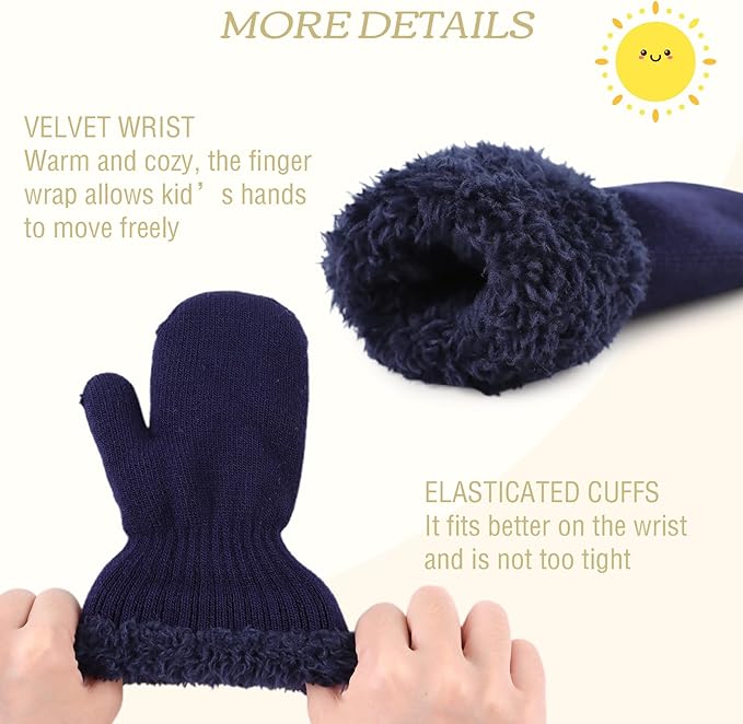 PESAAT Baby Girl Mittens Fleece Toddler Boy Mittens Warm Kids Winter Gloves Unisex Cold Weather Baby Gloves-BubblyBeeBaby