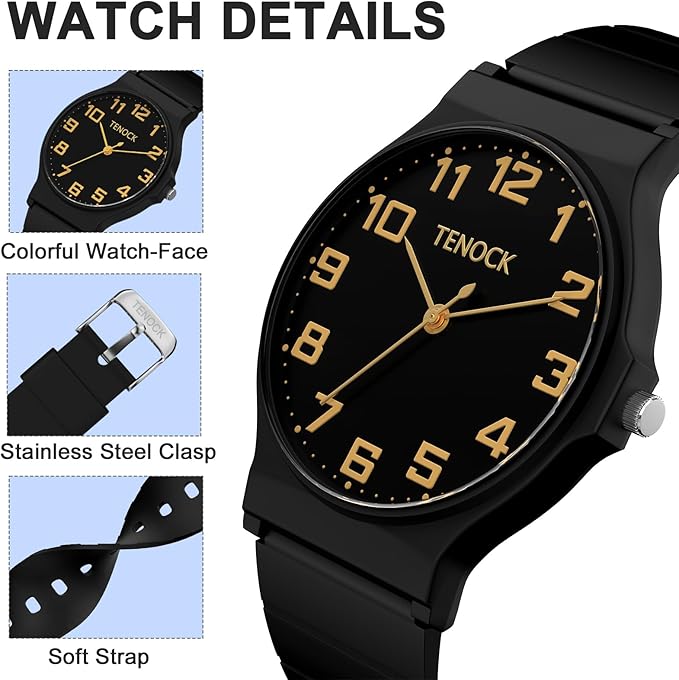 Kids Analog Watch Boys Girls, 30M Waterproof, Sports Watch for Boys, Easy to Read Children's Thin Dial Wrist Watches with Soft Band, for Ages 5-15 Kids Great Birthday Gifts Christmas Day-BubblyBeeBaby