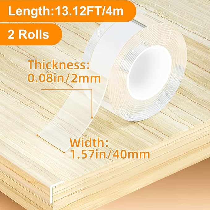 2 Rolls Clear Soft Corner Protectors for Furniture Strip,1.57 in x 13.12 FT,Sharp Edge & Table Bumper,Window Edge,Wall Protector, Soft Corner Guards Safe for Proof,Table Corner Protectors in Family-BubblyBeeBaby