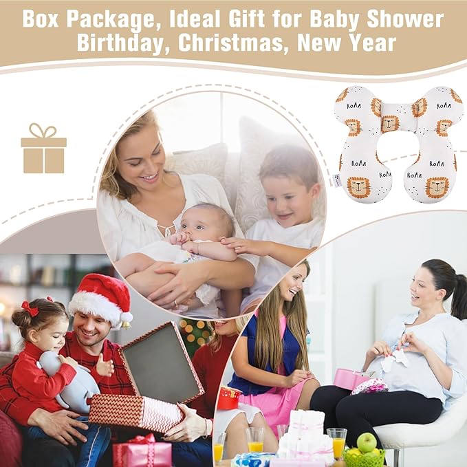 vocheer Baby Travel Pillow(Upgraded), Head and Neck Support Pillow for Pushchair, Car Seat,Stroller, Bouncer, Cotton, Lion-BubblyBeeBaby