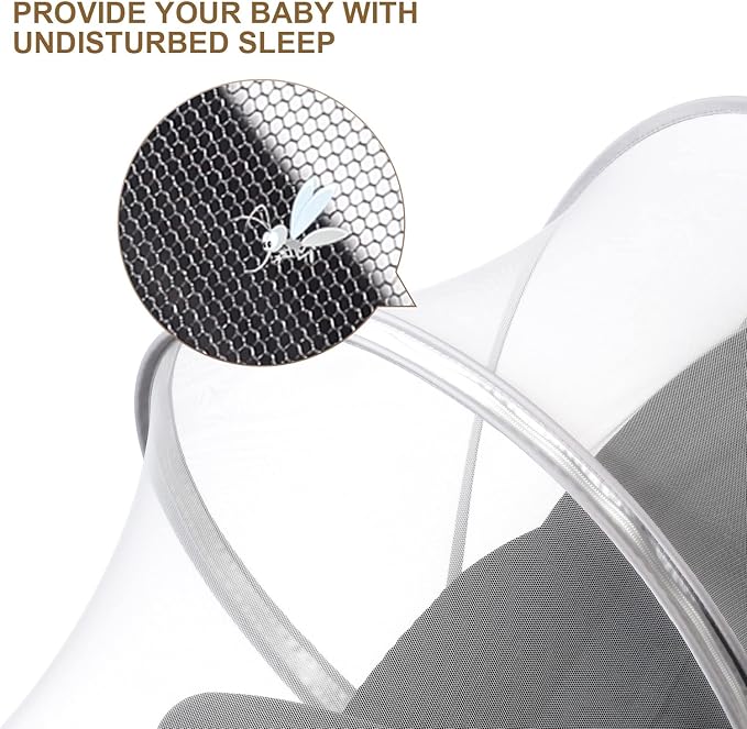 Baby Mosquito Net with Double Zipper, Bassinet Stroller Cover for Baby/Car Seat/Cradles/Carriers, Easy to Use, Keep Insects/Bugs/Cats Out, White-BubblyBeeBaby