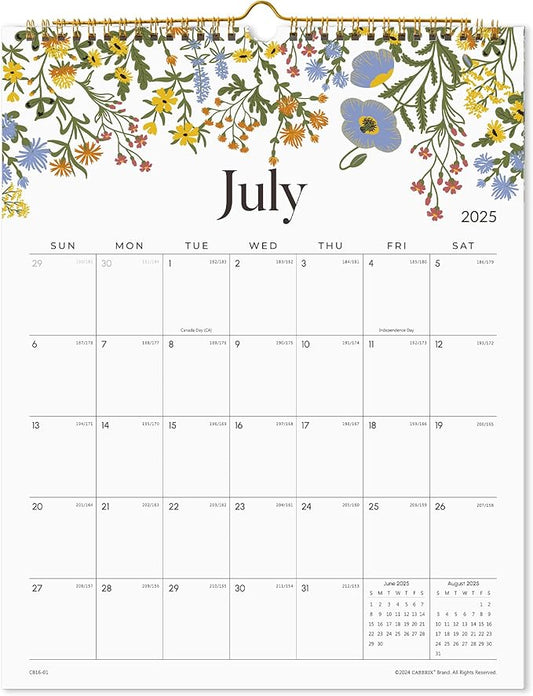 2025 Wall Calendar, Calendar 2025, Floral Design Wall Calendar with Thick Paper, 18 Months Runs From July 2025 - December 2026, 12" x 15", Twin-Wire Binding, Perfect for Planning (Flower)-BubblyBeeBaby