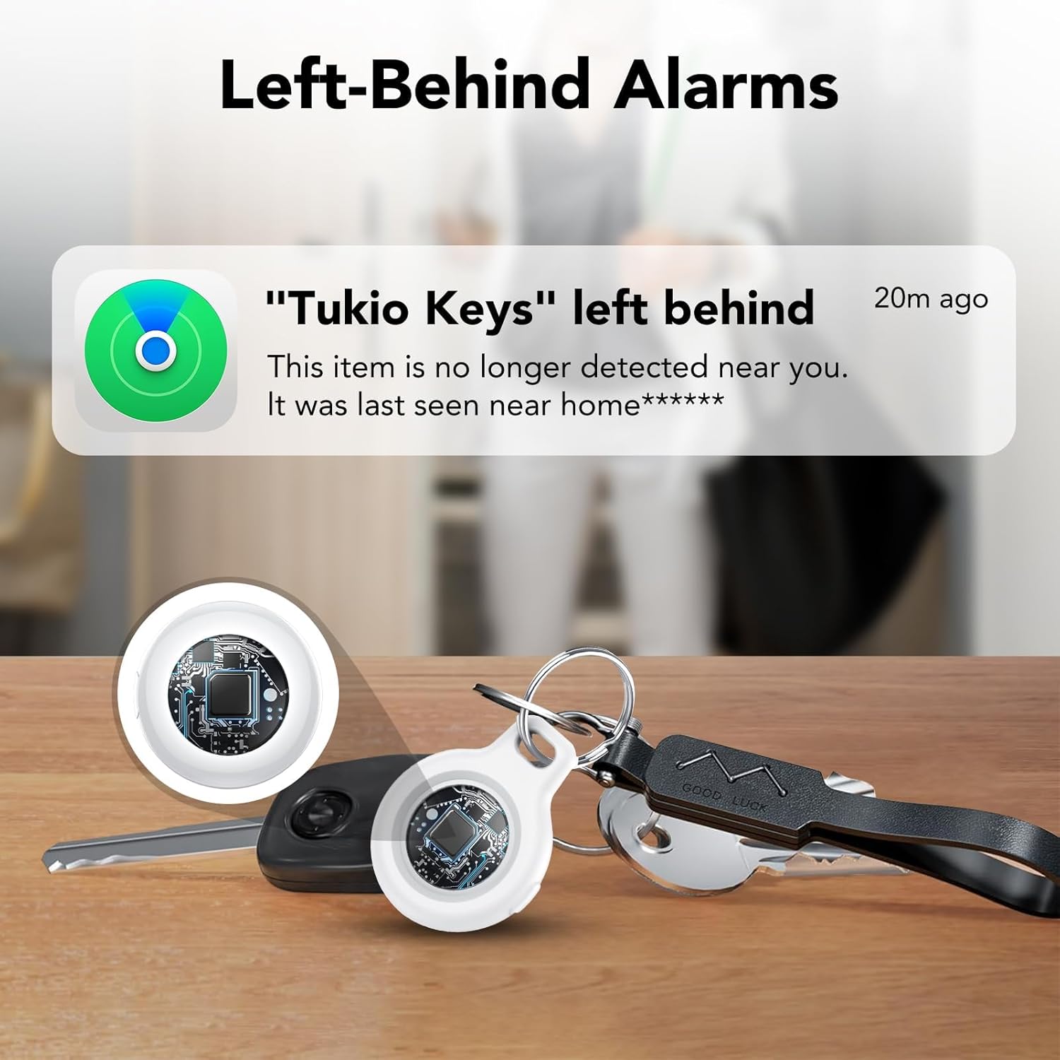 2025 New [Apple MFi Certified] (iOS Only) Air Tracker Tags-4 Pack, Bluetooth Tracker for Apple Find My, Replaceable Battery, Key Finder and Item Locator Smart Tag for Keys, Bags, Luggage, Pet (White)