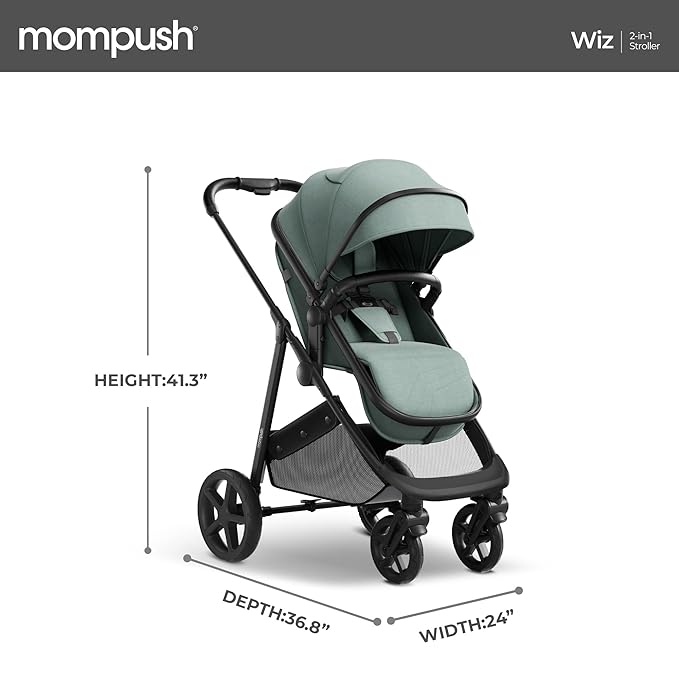 Mompush Wiz 2 in 1 Baby Stroller with Bassinet Mode, Convertible Infant Stroller for Newborn and Toddler with Reversible Seat and Large UPF 50+ Canopy-BubblyBeeBaby