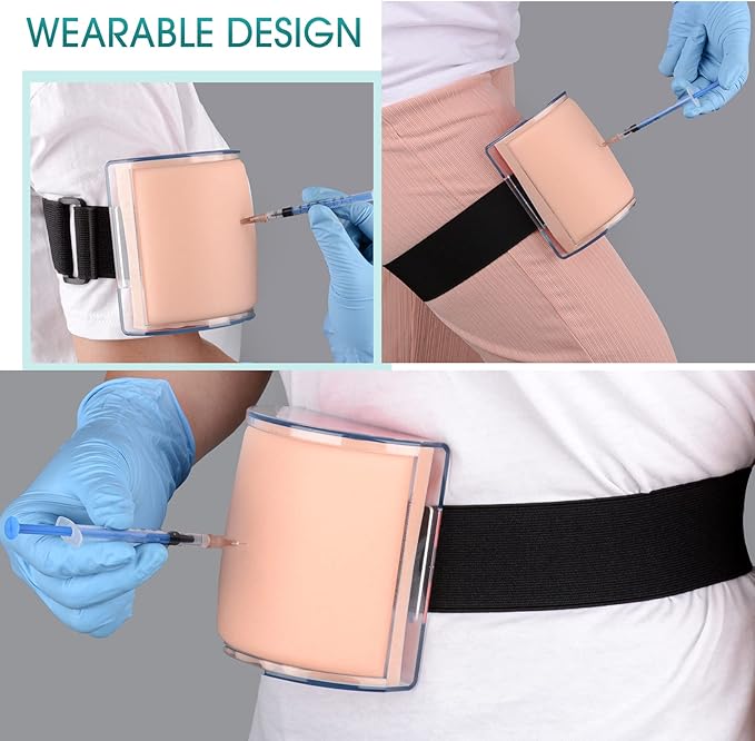 IM,SQ Injection Practice Pad Model with Skin, Subcutaneous Tissue and Muscle Layer for Nurse and Medical Student Training, Wearable Design-BubblyBeeBaby