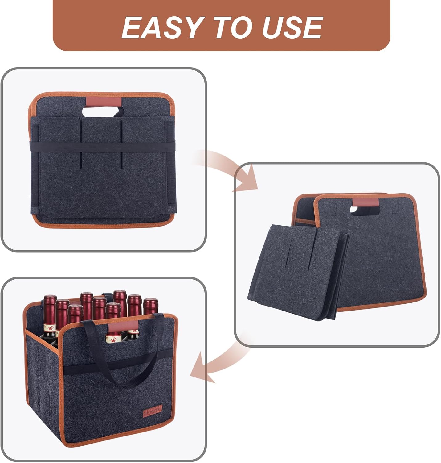 9 Bottle Wine Tote Bag, Insulated Thermal Padded Wine Carrier Tote, Reusable Wine Bags for Travel, Camping and Picnic, Perfect Wine Lover Gift