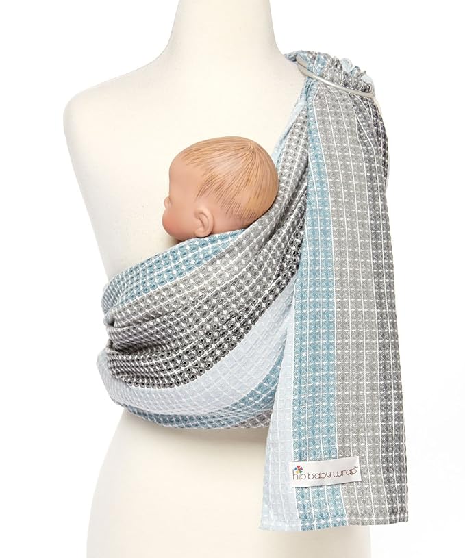 Hip Baby Wrap Ring Sling Baby Carrier for Infants and Toddlers - 100% Soft Cotton Baby Wraps Carrier for Babies 8-35 lbs - Perfect Baby Shower Gifts Moms and Dads - Nursing Cover (Moon Honeycomb)-BubblyBeeBaby