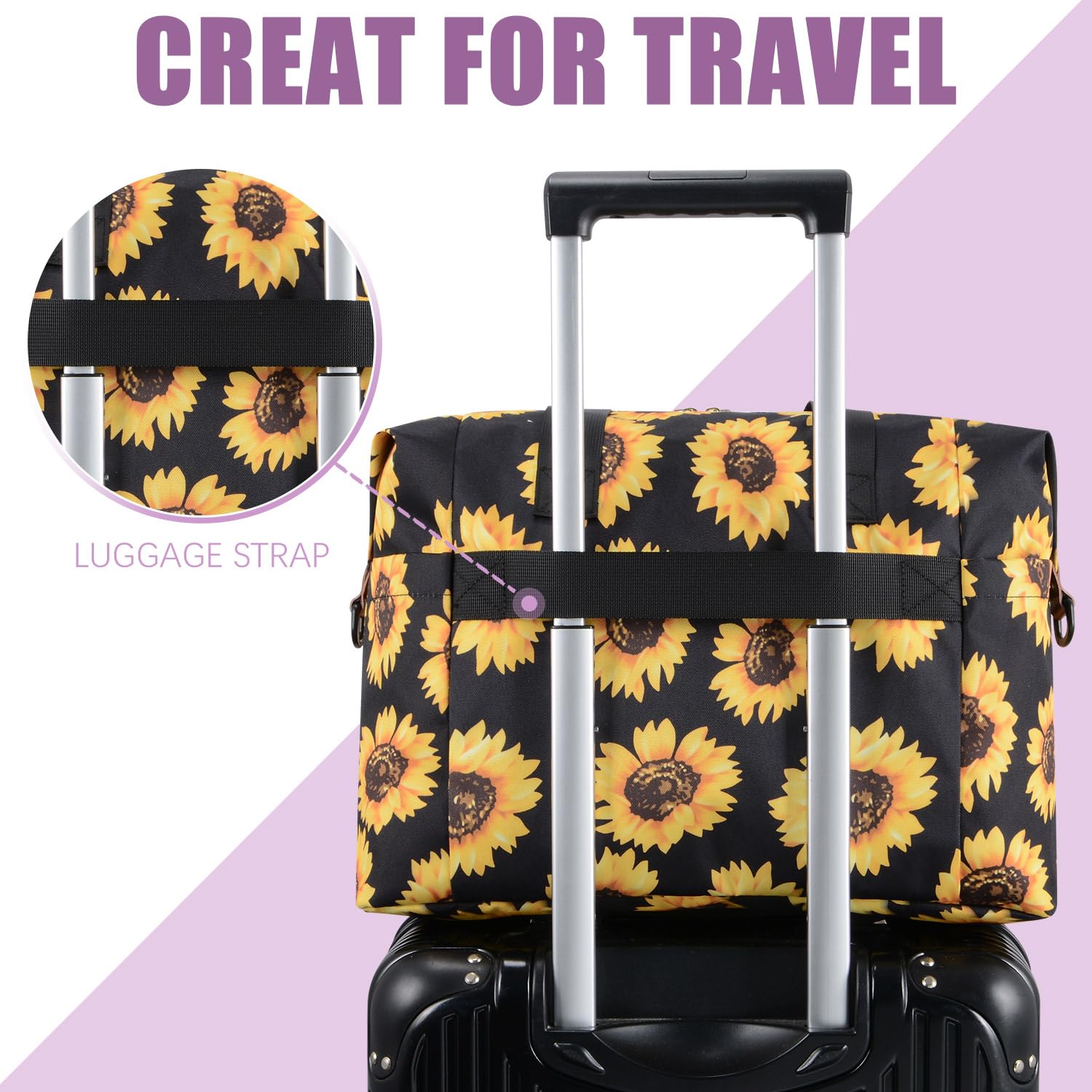 Tuwubi Diaper Bag Tote,Baby Diaper Bag with Pacifier Case Large Travel Diaper Tote Caddy for Mom and Dad Multifunction Large Baby Bag - Sunflower