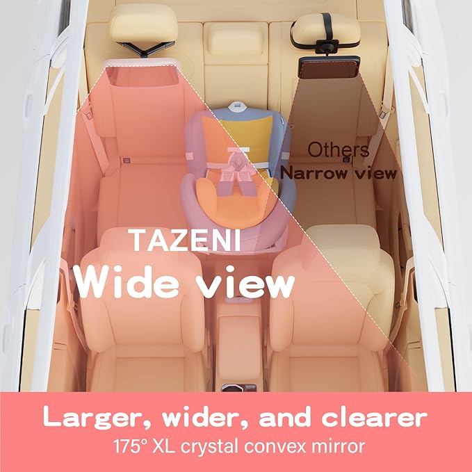 Car Mirror for Baby - Hook Clip Design, Never Shake Car Seat Mirror, Rear Facing, Easy Install, Back Seat Crystal Clear View, ShatterProof Tested - Pink-BubblyBeeBaby