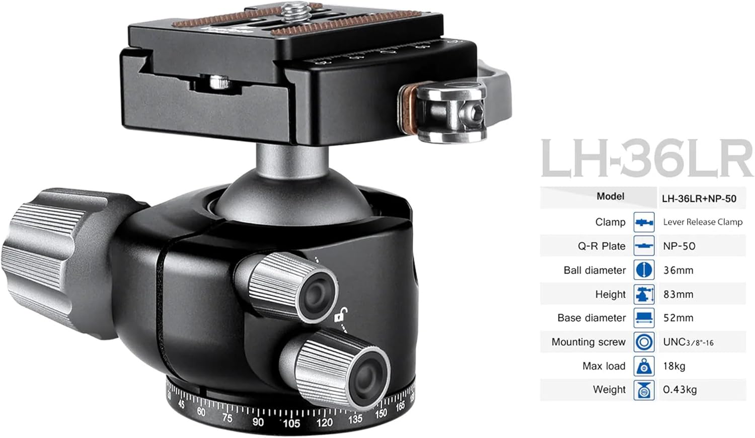 Leofoto Professional Camera Tripod, 50" Compact Carbon Fiber Tripod for DSLR Video Camcorder, 4 Leg Sections, 360° Ball Head, Max Load 8KG/18Lb (LS-254CX+LH-36LR)