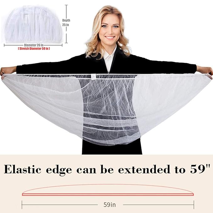 Mosquito Net for Stroller 2Pack - Protective Baby Stroller Mosquito Net - Perfect Bug Netting for Strollers, Bassinets, Cradles, Playards, Pack N Plays and Portable Mini Crib (White)-BubblyBeeBaby