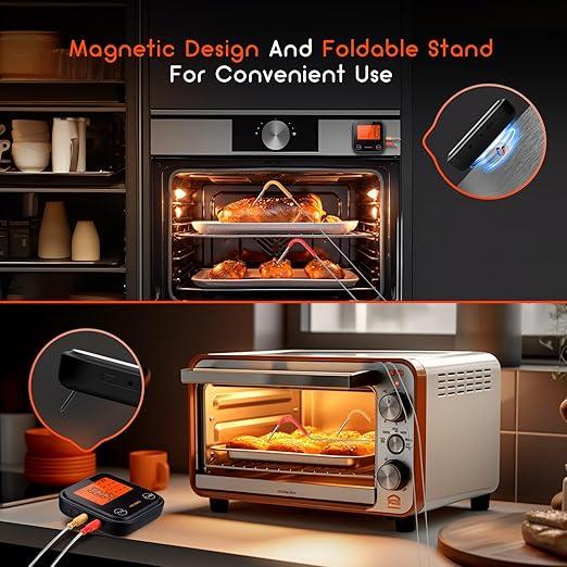 INKBIRD Dual Mode WiFi Wireless Meat Thermometer, 4 Probes with Clear LCD for Smoking, Bluetooth Meat Thermometer with Smart APP Control for Oven, Cooking-BubblyBeeBaby