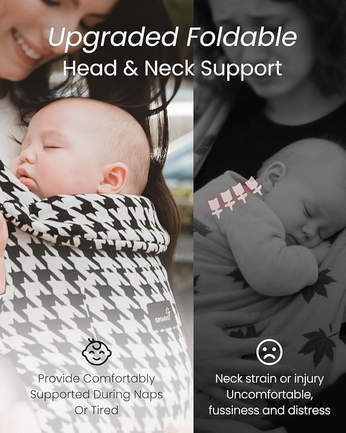 GROWNSY Baby Carrier Newborn to Toddler, Cozy Baby Wraps Carrier, Ergonomic Baby Carrier with Head Support, Houndstooth Black-BubblyBeeBaby