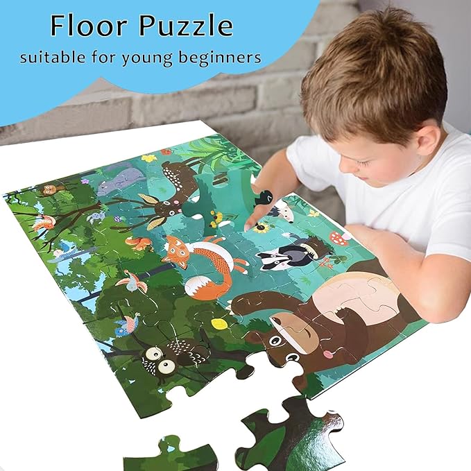 Jumbo Floor Puzzle for Kids, Large Jigsaw Puzzles 35 Piece for Kids Ages 3-5,Preschool Learning & Education Toys, Gifts for 4-8 Year Old Boys and Girls (Forest Animals)-BubblyBeeBaby