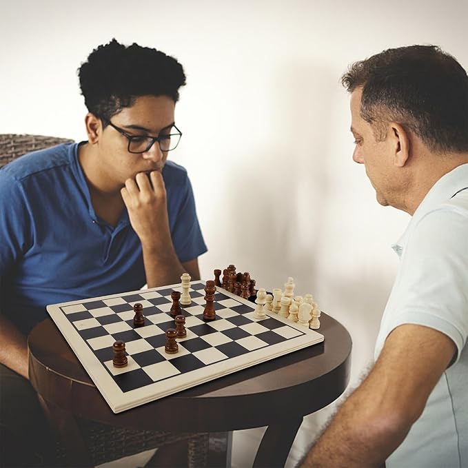 Juegoal 7-in-1 Wooden Board Game Set for Kids Adults, Tabletop Combo Classic Travel Portable Board Games (Chess, Checkers, Chinese Checkers, Backgammon, Parcheesi, Snakes and Ladders, Tic Tac Toe)-BubblyBeeBaby