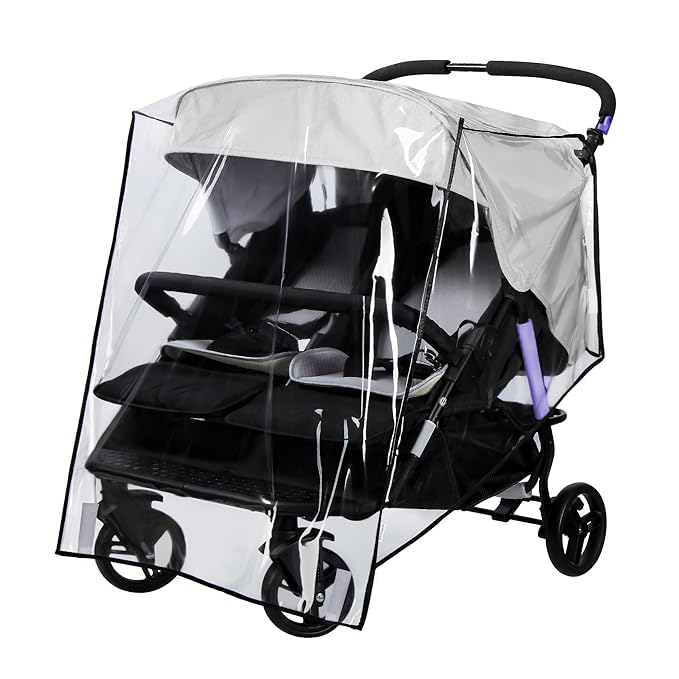 bemece Double Stroller Rain Cover, Weather Shield Double Stroller for Side by Side Seats Twin Stroller, Baby Outdoor Activities Accessories, Protects Children from Rain, Snow, Wind-BubblyBeeBaby